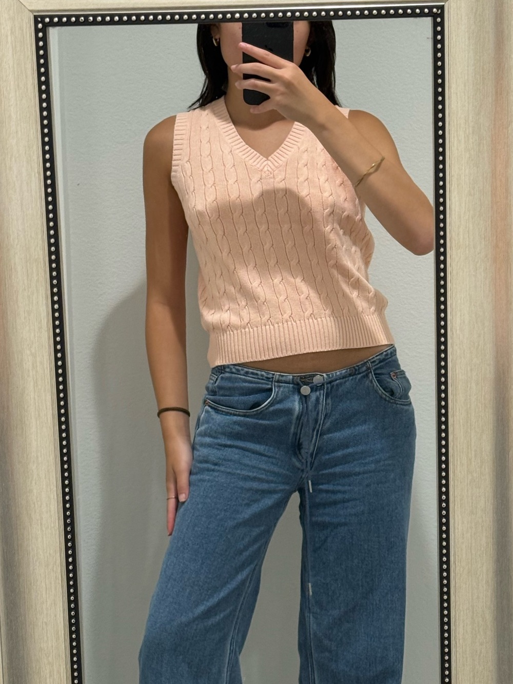 NWT Brandy Melville Pink Peach Cable Knit Sweater Vest
